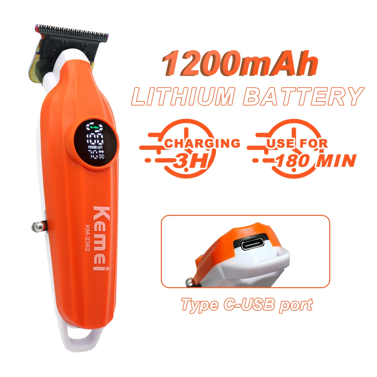 ماكينة قص الشعر للرجال من Kemei 2362، ماكينة تشذيب الشعر الاحترافية بطبقة نانو بدون فجوة، ماكينة تشذيب الشعر الاحترافية