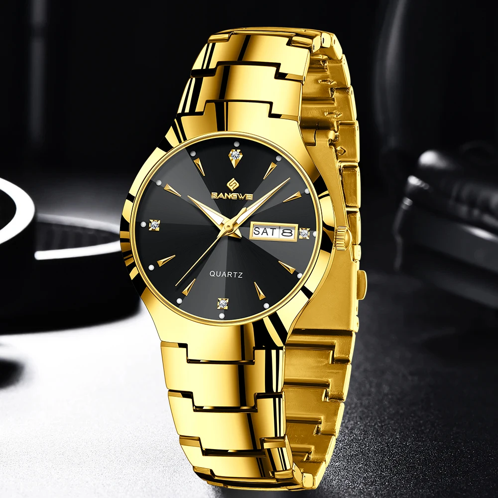 New LIGE Luxury Stainless Steel Quartz Watches for Men Fashion Simple Diamond Dial Waterproof Luminous Week Clock Man Wristwatch