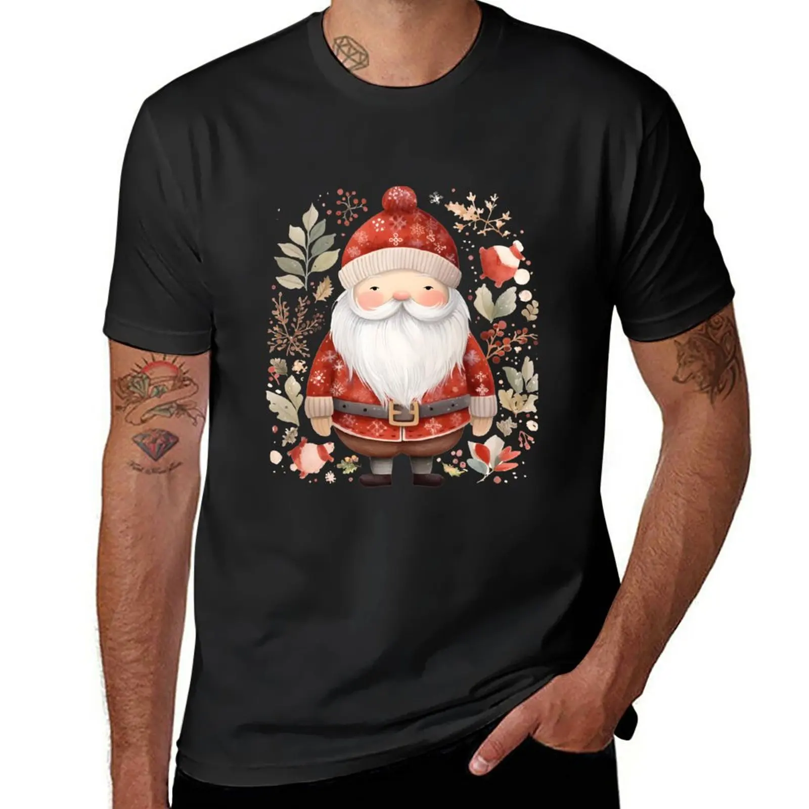 Santa Clause Scandinavian Art T-Shirt kawaii clothes vintage t shirt mens white t shirts