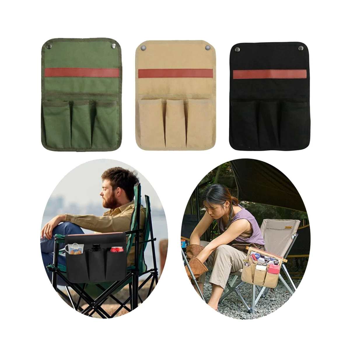 Side Canvas Organizer Bag Outdoor BBQ Garden Tool Bag Armrest Storge Pocket,Black