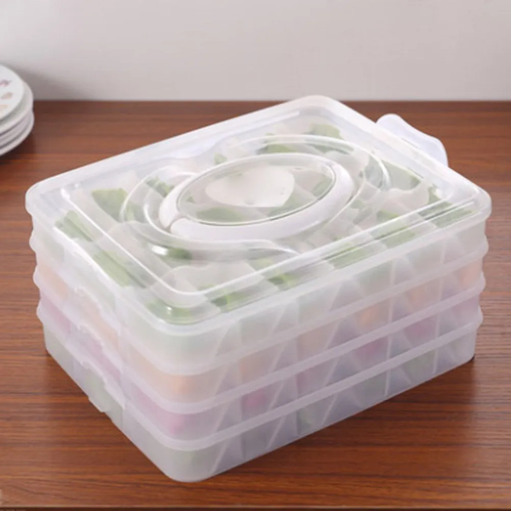 Four Layer Refrigerator Dumpling Storage Box Transparent Large Capacity Portable Stackable Dumpling Holder Organizer Container