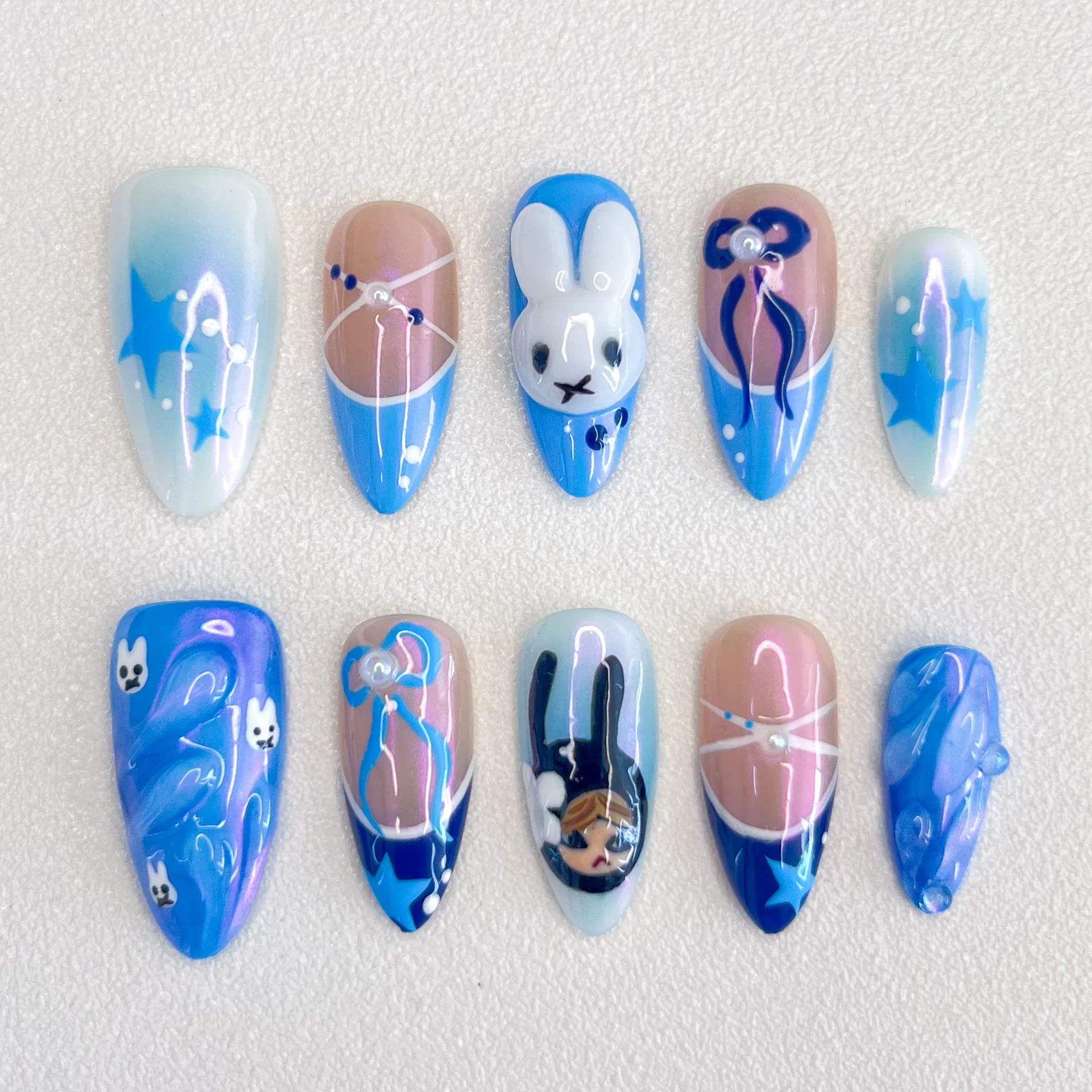 

Naked Pink French Cat's Eye Pure Handmade Armor Nail Art Sticker Temperament Pure Desire Temperament Nails Fake Butterfly