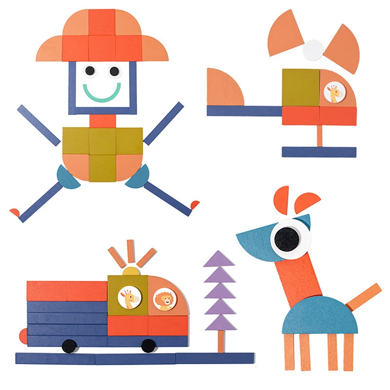 Wooden Creative Jigsaw Puzzles Stick Toys Intelligence Game Montessori Early Educational Toys Sensory Thinking For Children