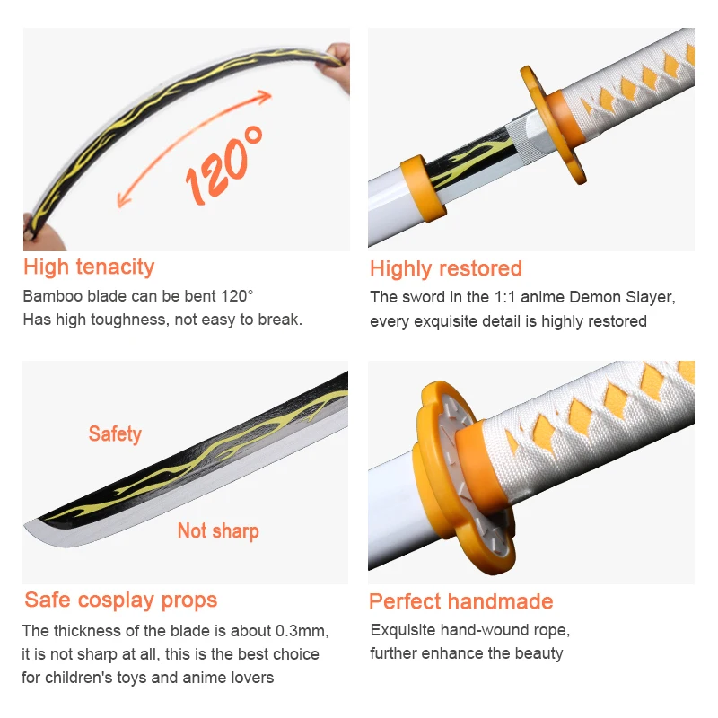 ดาบคาตานะอนิเมะดาบพิฆาตอสูร ของเล่นคอสเพลย์ ดาบยาว 104 ซม./41 นิ้ว โทคิโท มุอิจิโร่ อุปกรณ์ประกอบการแสดง ของขวัญวันฮาโลวีน