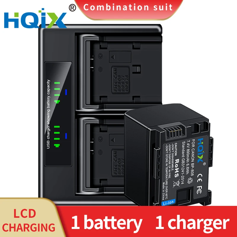 

HQIX for Canon LEGRIA HF S10 S20 S21 S30 S100 S200 G10 HXA10 M31 M32 M40 M41 FS37 FS38 Camera BP-808 809 Battery Dual Charger