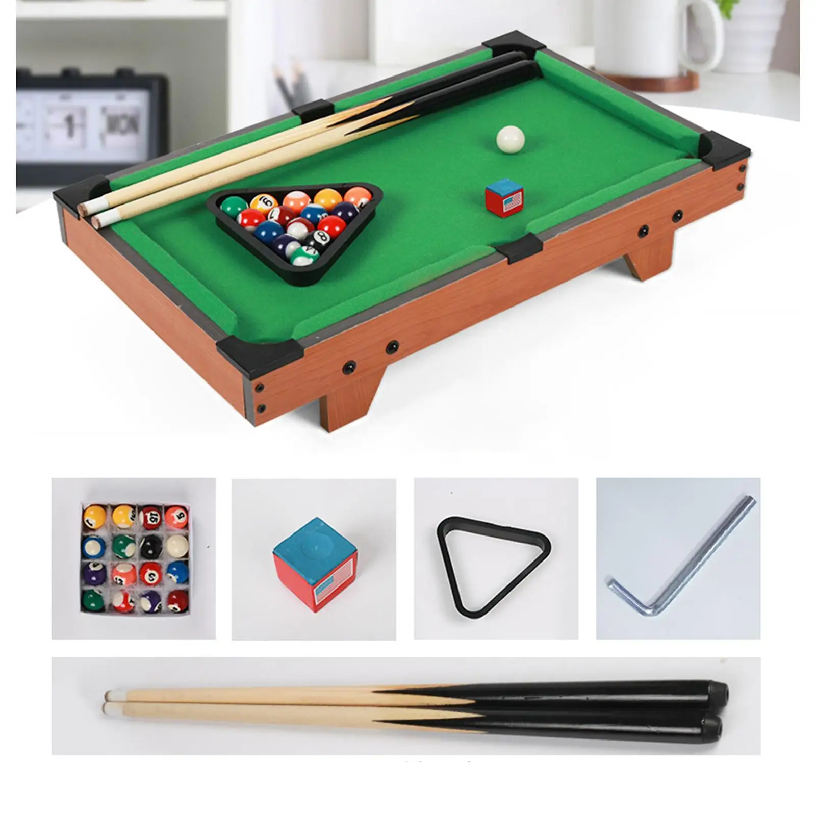 Kids Pool Table Set Game Toy Leisure Practical Gift Billiard Cues with Balls Mini Tabletop Billiards Table for Kids Children