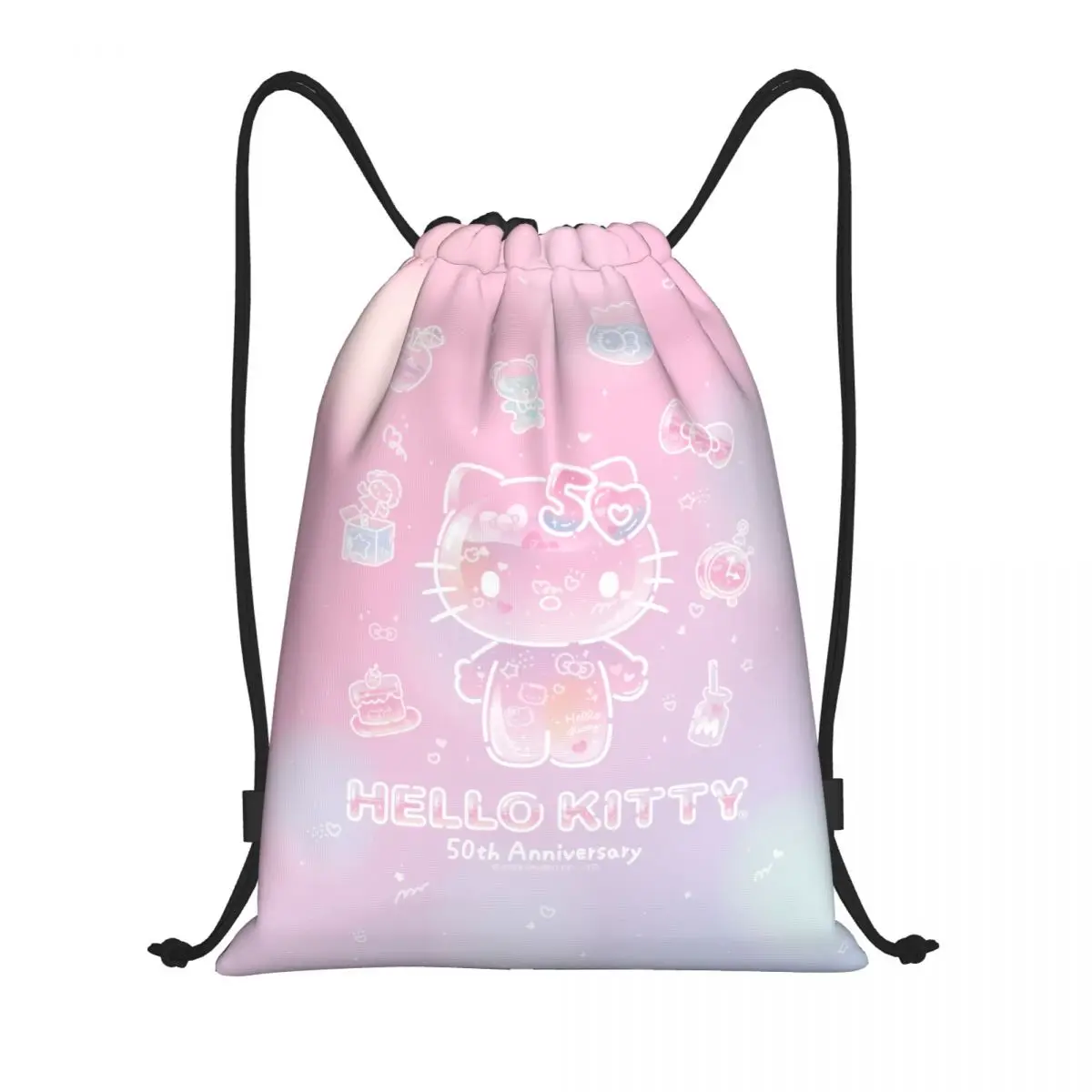 Custom Name Waterproof Outdoor Beach Swimming Sports Drawstring Backpack Sanrio Hello Kitty Organizer Gym Storage Bag