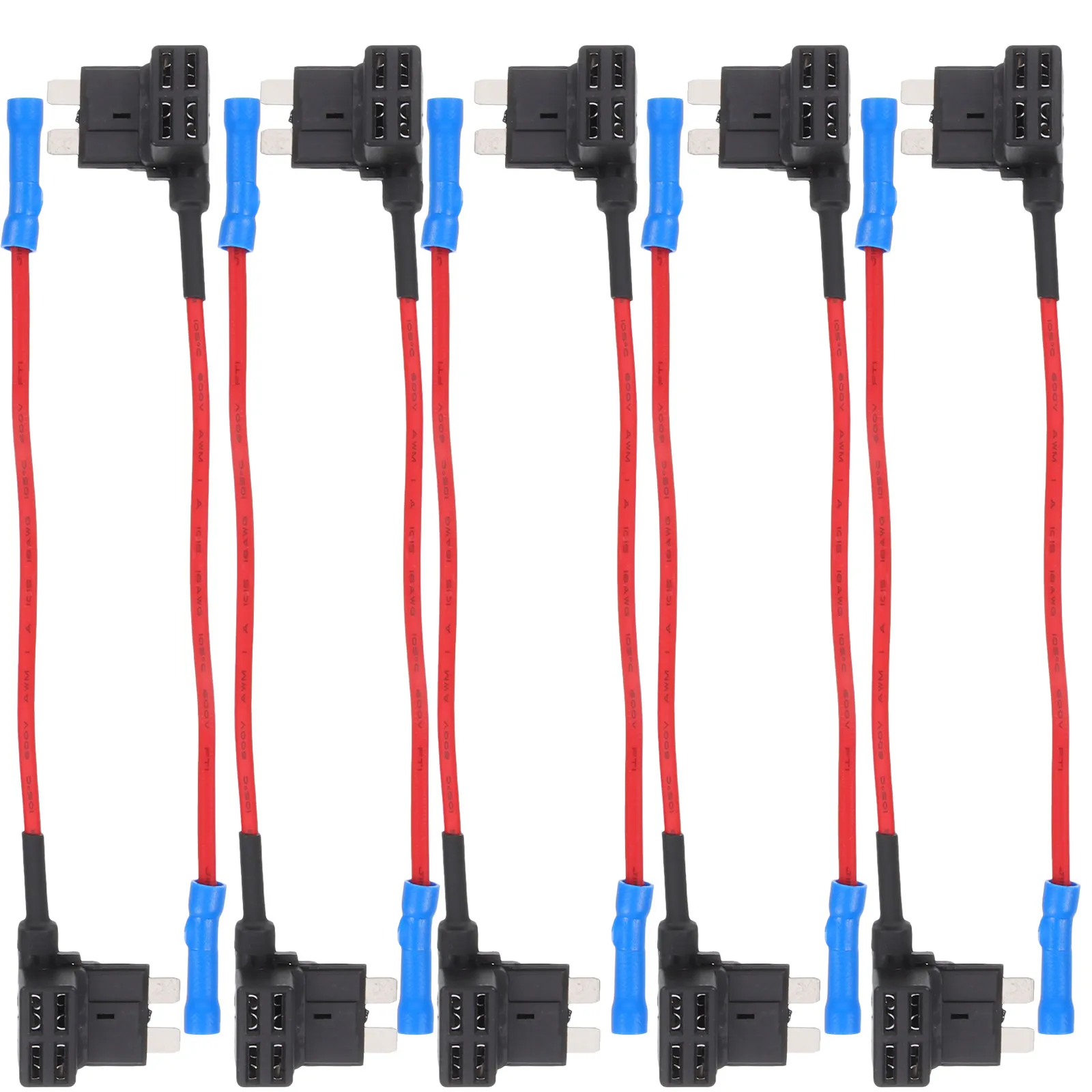 

10Pcs Heavy Duty in Line Fuse Holder Kit for Car Van Mobile Home Taxi Automotive Fuse Tap Adapter with 16Awg Wire 10A Rated