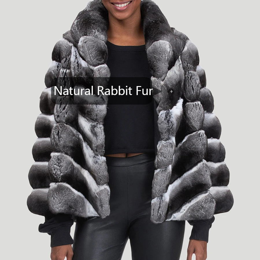 Real Fur Coat Women Natural Rex Rabbit Fur Coat High Collar Short Rabbit Fur Jackets Fashion New Arrivals