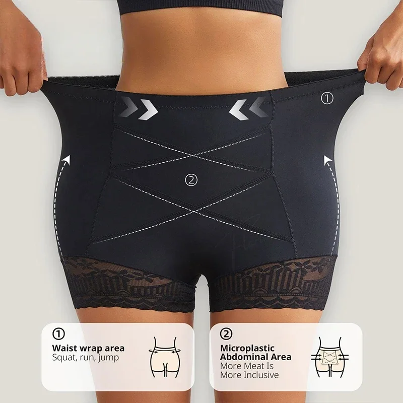 Lace Safety Shorts Women High Waist Anti Friction Pants Cross Tummy Shaper Panties Smooth Hip Lift Lingerie Under Dress image 5