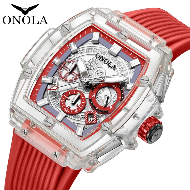 

Transparent Plastic Waterproof Luxury Watch Men and Women Brand ONOLA Faionsh Quartz Silicone Men Watches Relojes Para Hombre