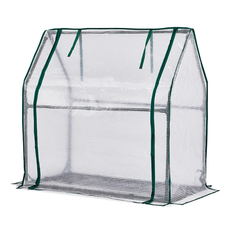 

Mini Greenhouse with PE Cover, Indoor Outdoor Plant Gardening Green House for Garden Backyard, 36*18*33in, White