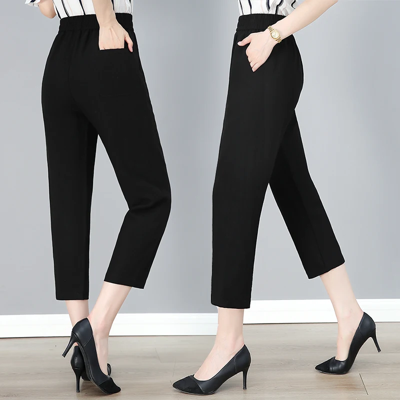 New Summer Fashionable Comfortable Versatile Breathable Thin 8-Point Trousers Women'S Loose Casual High Waist Straight Leg Pants