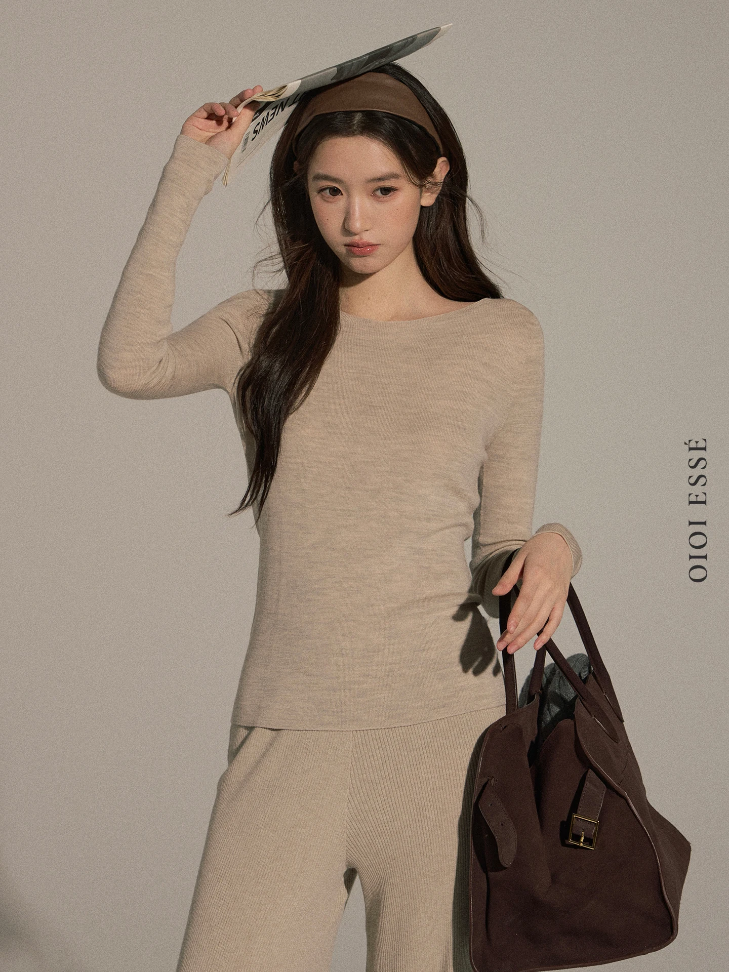 

OIOI E Women's Long Sve Knitted Base irt 00 Wool Slim Fit Inner Wear Casual Sle round Ne Top for Autumn Winter