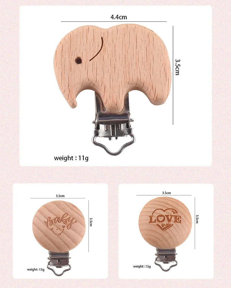 Speenkoord-Attache-sucette en bois de hêtre, 5 pièces, clip de dentition, dessin animé, sécurité, accessoires, rêve, mal, flexion