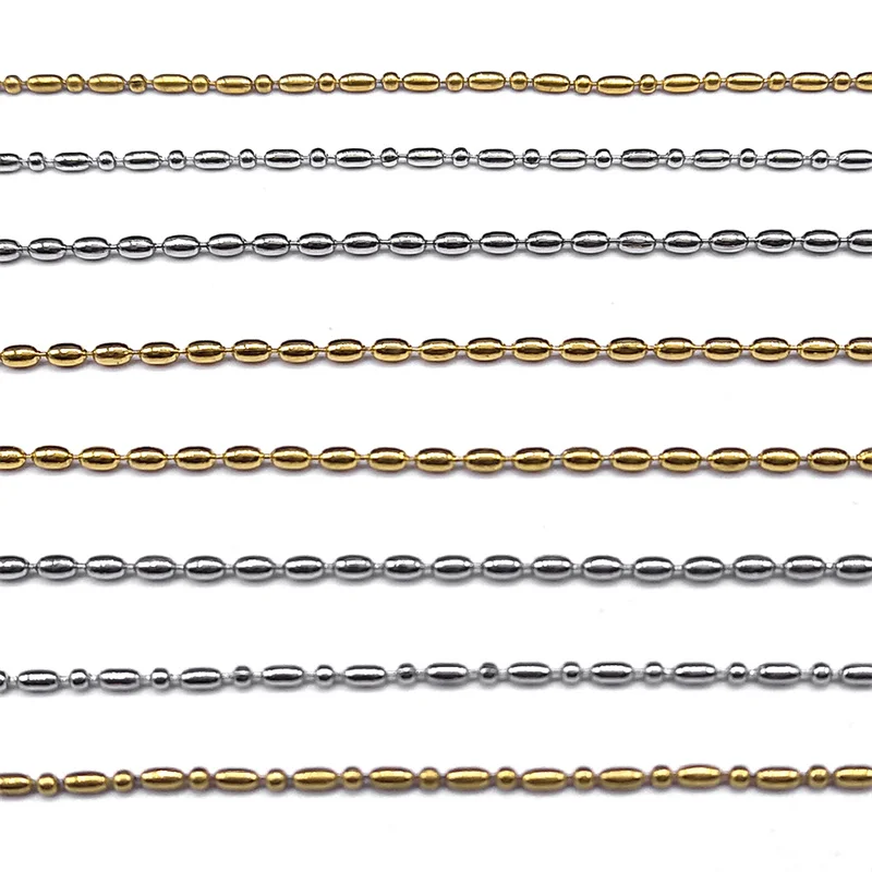 Stainless Steel  Aesthetic Rice Bead Chain  Necklace for Women Men Silver/Gold Color Choker Jewelry Marking Accessories joyas