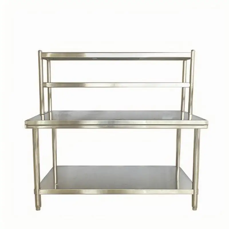 

Portable Customized 201/304 Stainless Steel Kitchen Island Work Table with Top Shelf As Buffet Kitchen Equipment