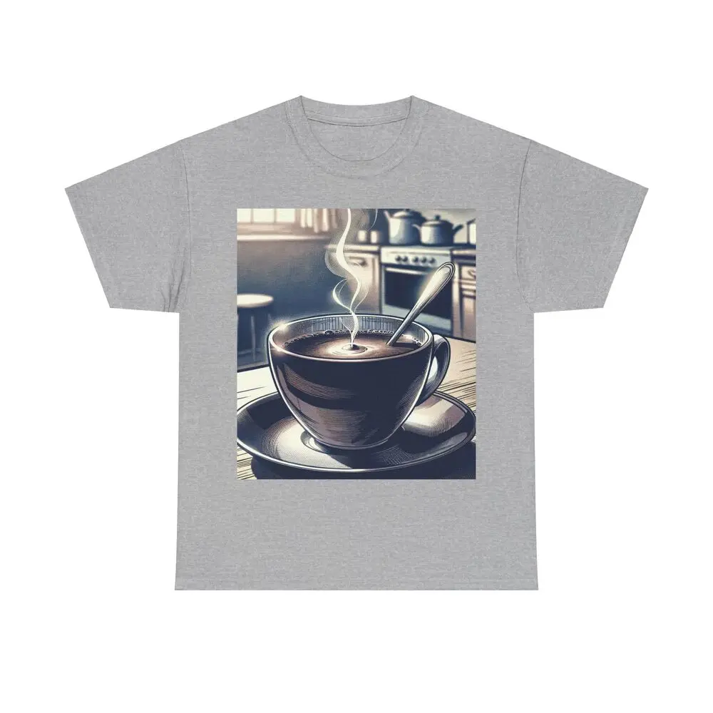 Steaming Cup Of Coffee Unisex T-shirts For Men Women Summer Tees Cotton Luxury Brand Vintage Oversized