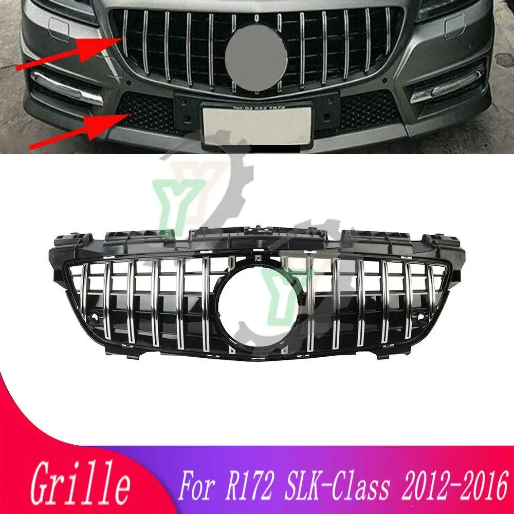 

Front Bumper Grille Upper racing Grill For Mercedes-Benz R172 SLK Class SLK200 SLK250 SLK300 SLK350 2012-2016 Diamond GT Style