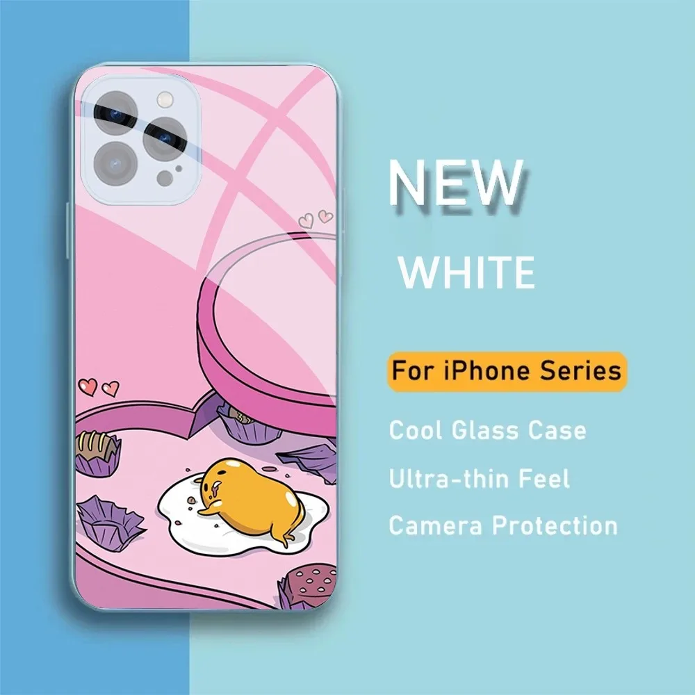 S-Sario G-Gudetama Phone Case For IPhone 15 14 13 12 Mini 11 Pro Max X XS XR 6 7 8 SE Plus Glass Hard Cover