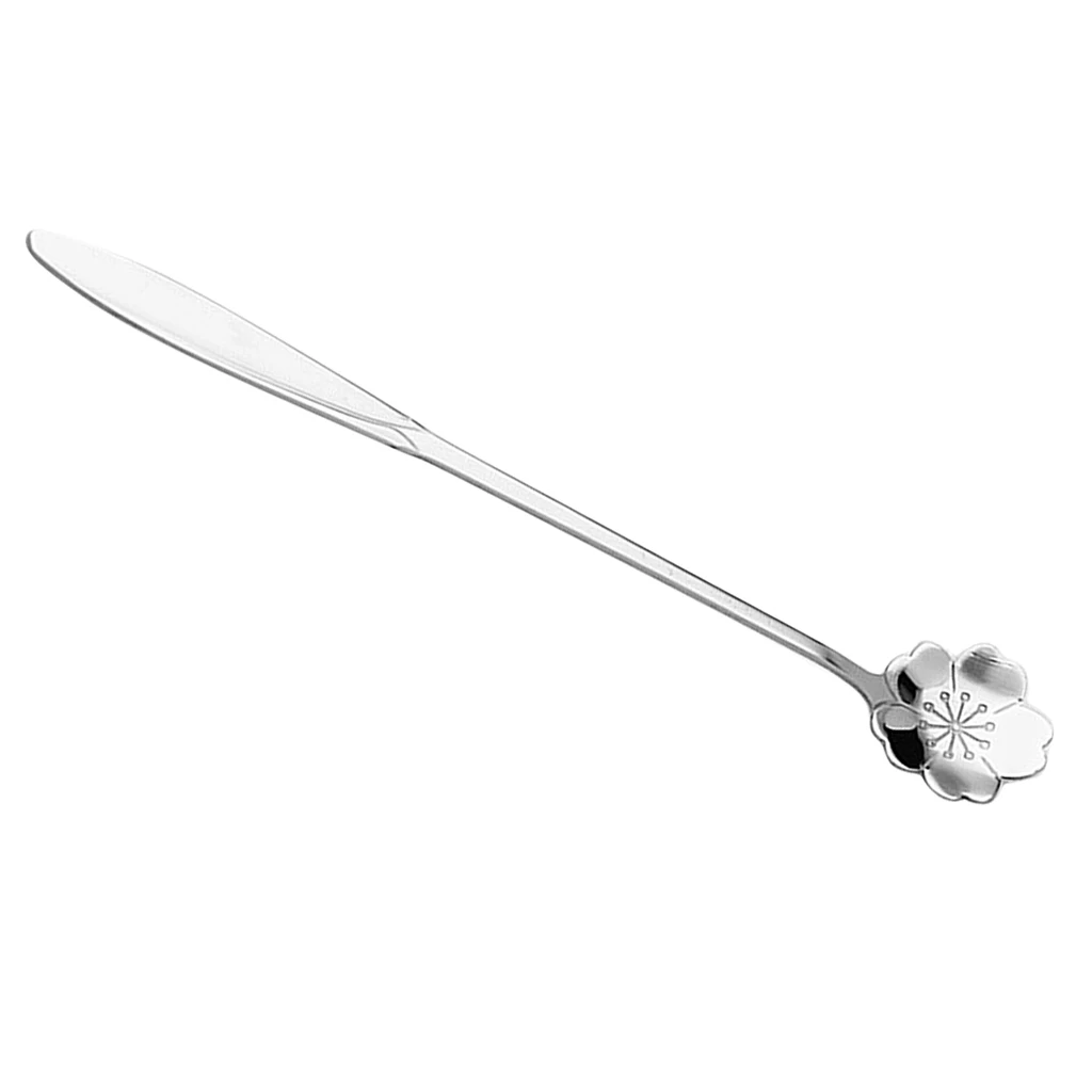 Stainless Steel Coffee Spoon Exquisite Flower Condiment Spoon Tableware for Portable Cutlery Set