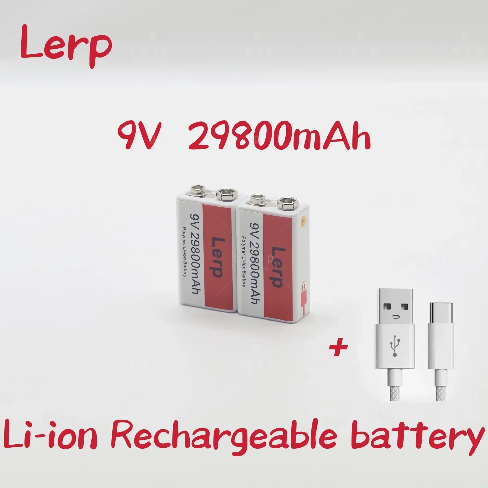 Multimeter rechargeable lithium-ion battery, 9V battery, 29800mAh, mini USB, toy, microphone, remote control, KTV use, new 2023