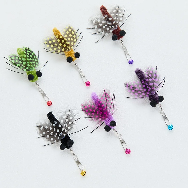 3/5pcs Random Color Cat Sticker Replacement Head Feather Cat Toy Interactive Pet Toys For Kitten