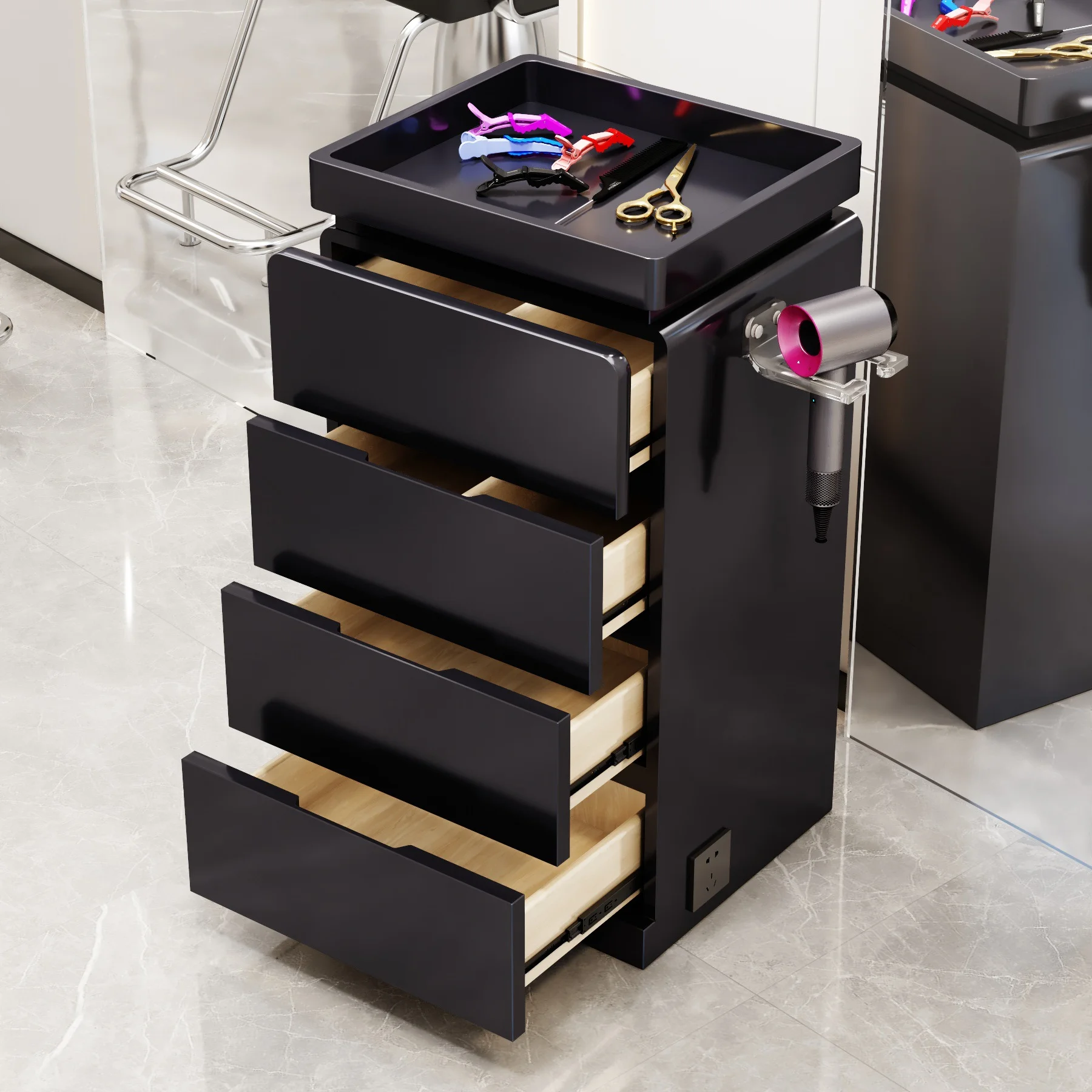 

Wood Modern Style Design Storage Cabinet Hair Salon Storage Special Cabinet for Beauty Barber Salon Shop Furniture