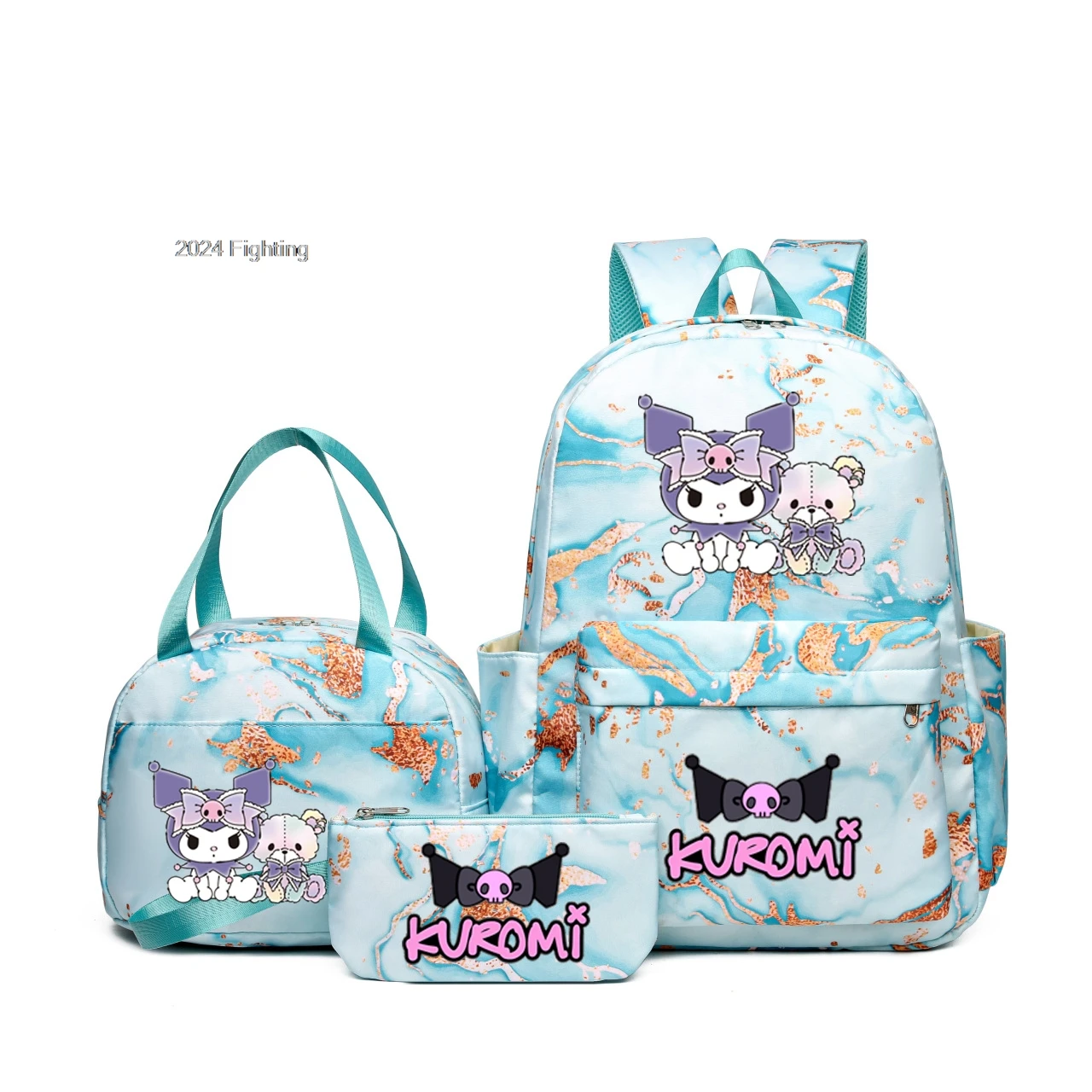 3pcs Kuromi Backpacks With Lunch Bags High School Student Backpack Female Capacity Junior High School Laptop Mochila Escolar