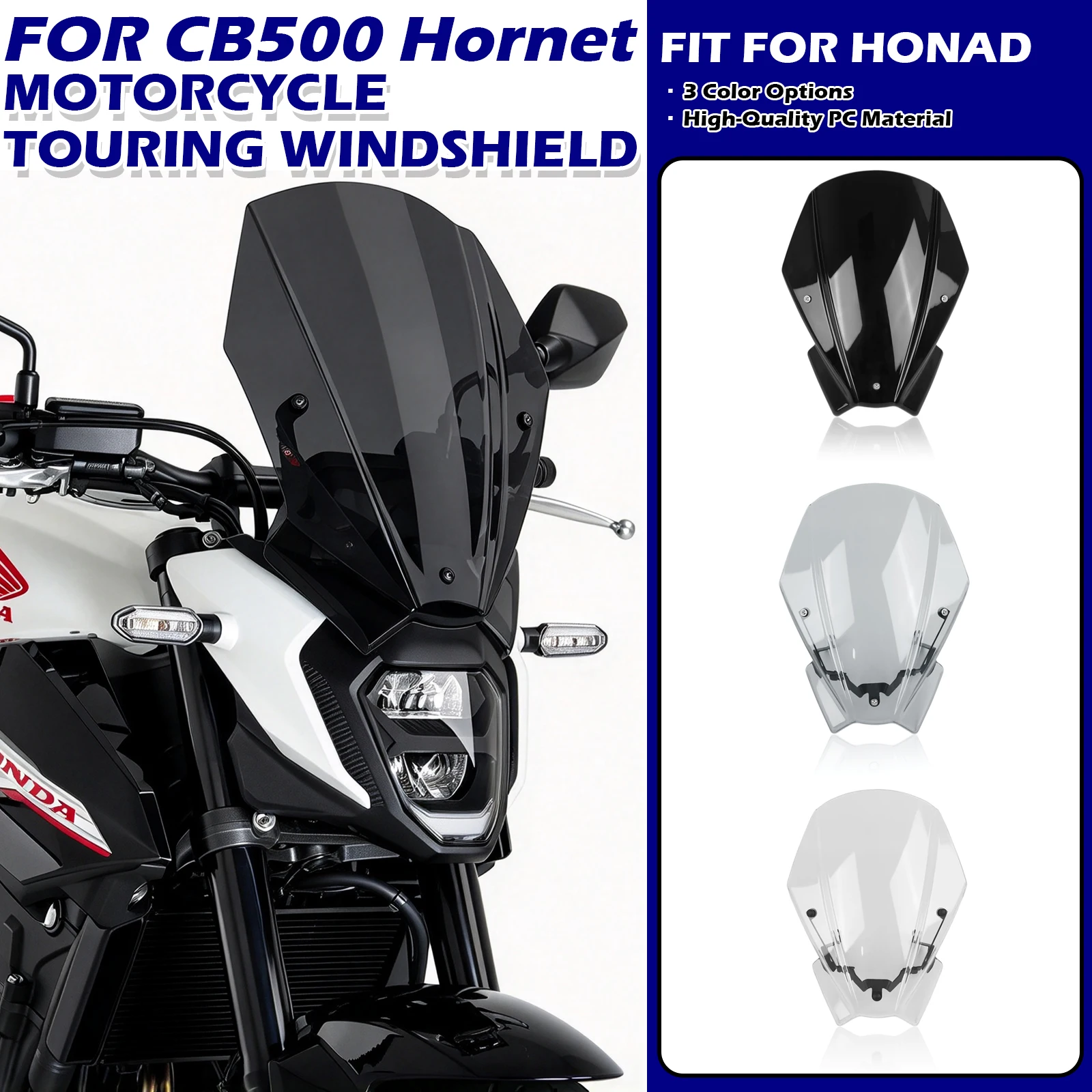 For Honda CB500 CB 500 Hornet 2024 2025 Motorcycle Touring Windshield Windscreen Screen Bubble Double Wind Deflector