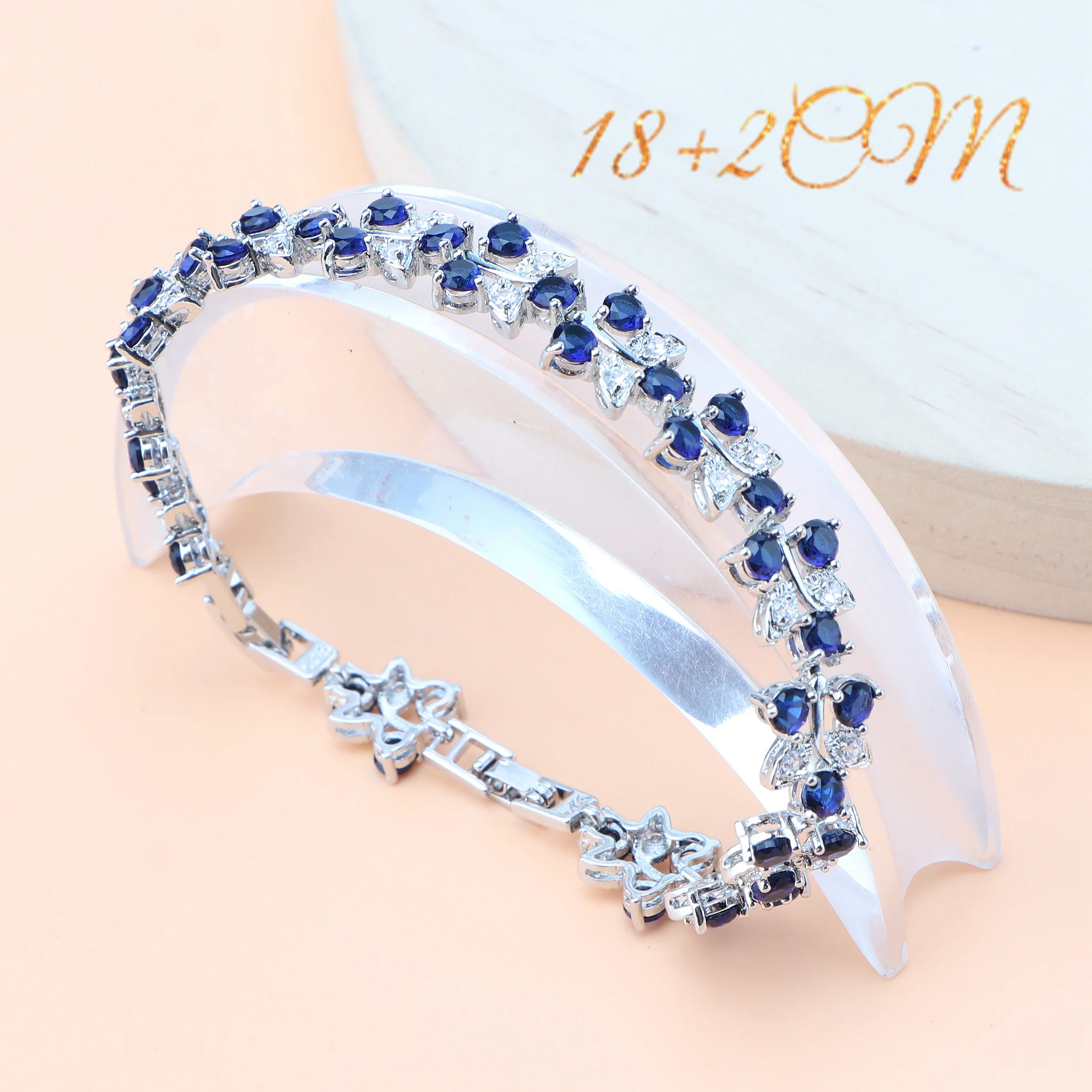 Set di gioielli Brdal in argento 925 da donna orecchini con pietre naturali bracciale con ciondolo ad anello collana da donna con zirconi blu Set da