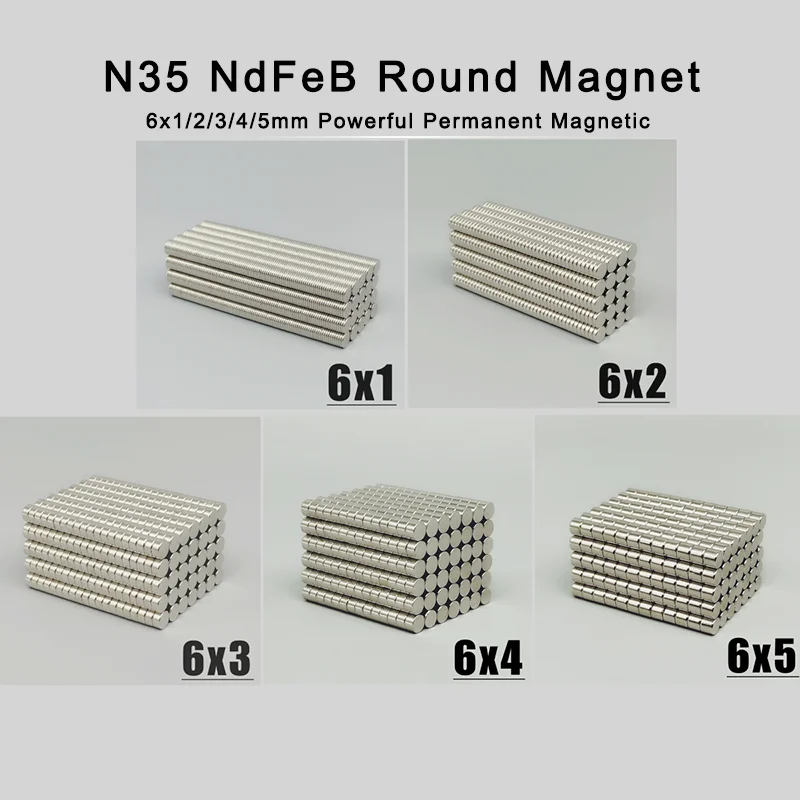 200-2000Pcs 6x1 6x2 6x3 6x4 6x5 NdFeB Super Strong Powerful Magnets Round Shape Industrial Magnet Permanent For Hardware Parts