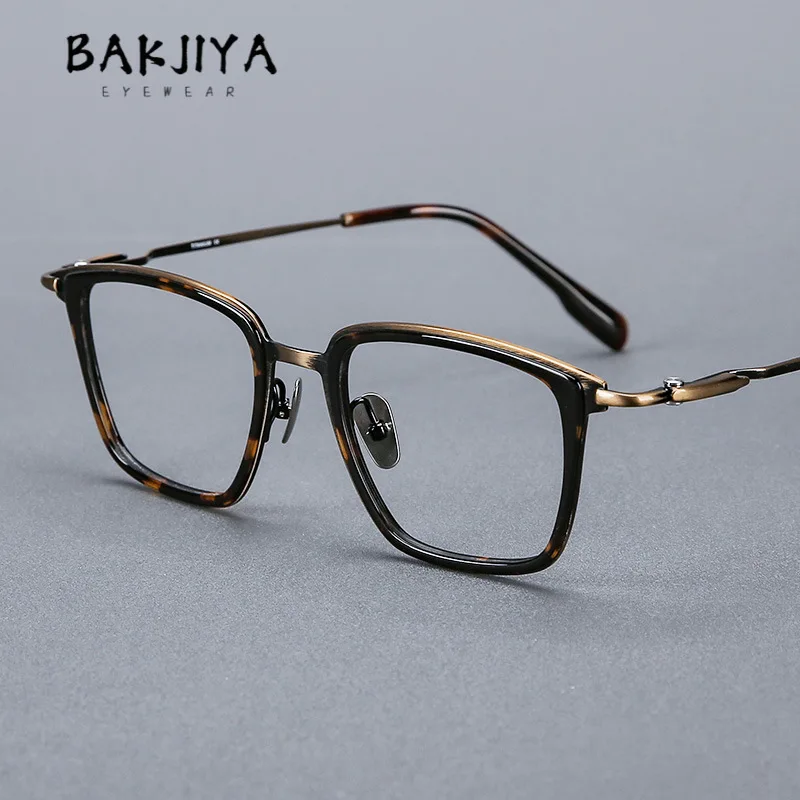

Vintage Square Oversized Men's Glasses Eyeglasses Frame Ultra-Light Designer Pure Titanium Optical Prescription Glasses Frame