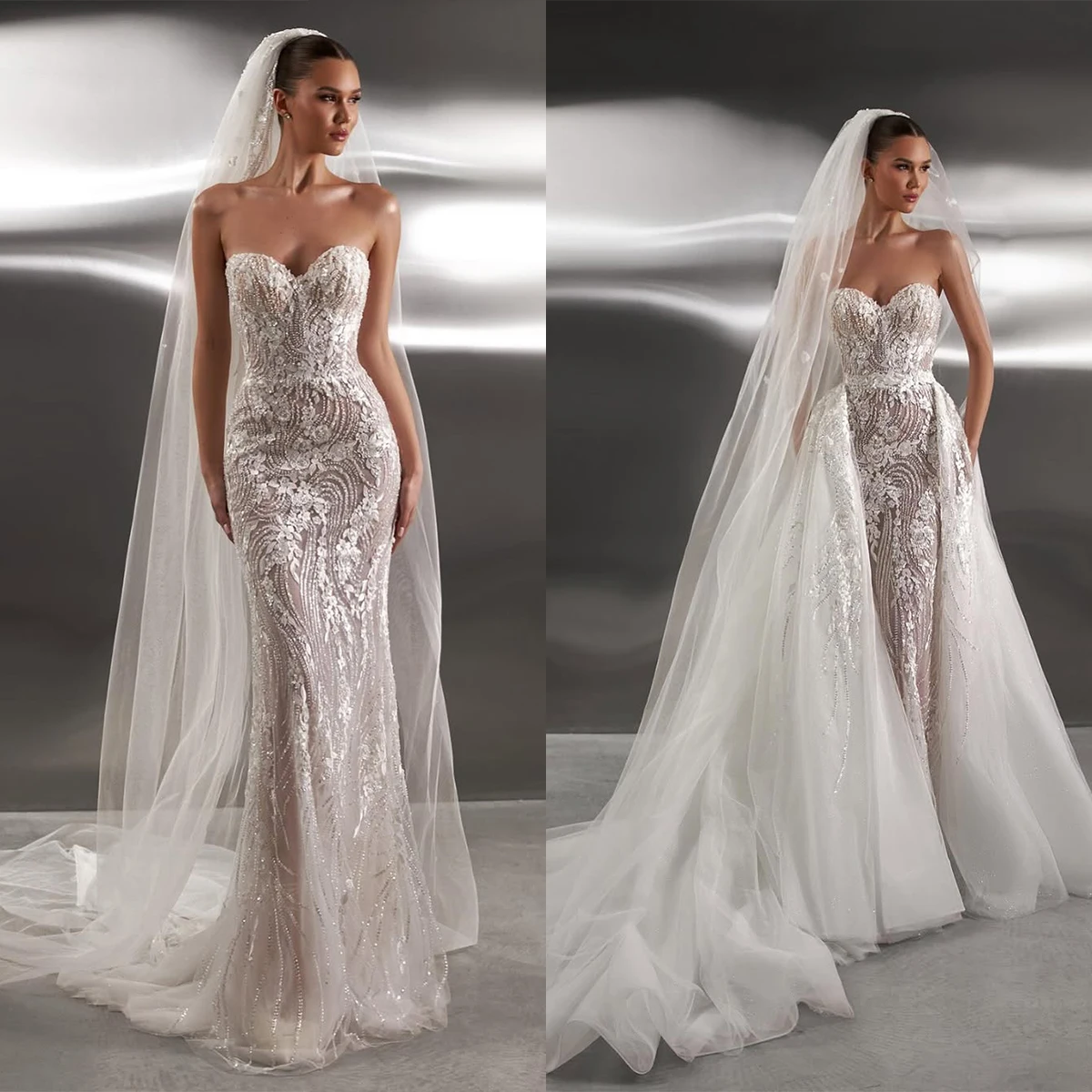 Prachtige trouwjurken zeemeermin strapless applicaties rugloze mouwloze bruidsjurken feestjurk vestido de noiva op maat