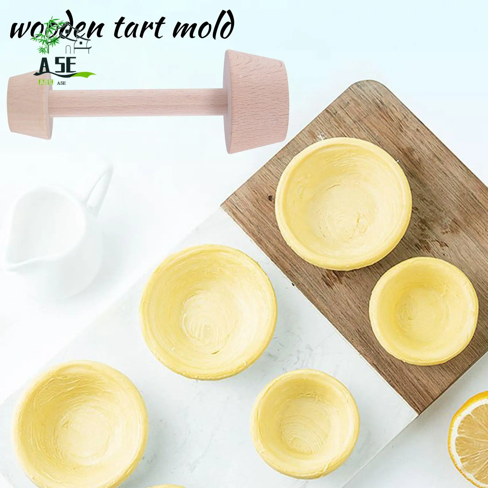

A05E-2 Pieces Wooden Tart Tamper Set Tart Pan Wooden Molds Egg Tarts Tamper Pastry Tools Tart Tamper DIY Cake Pastry Tools