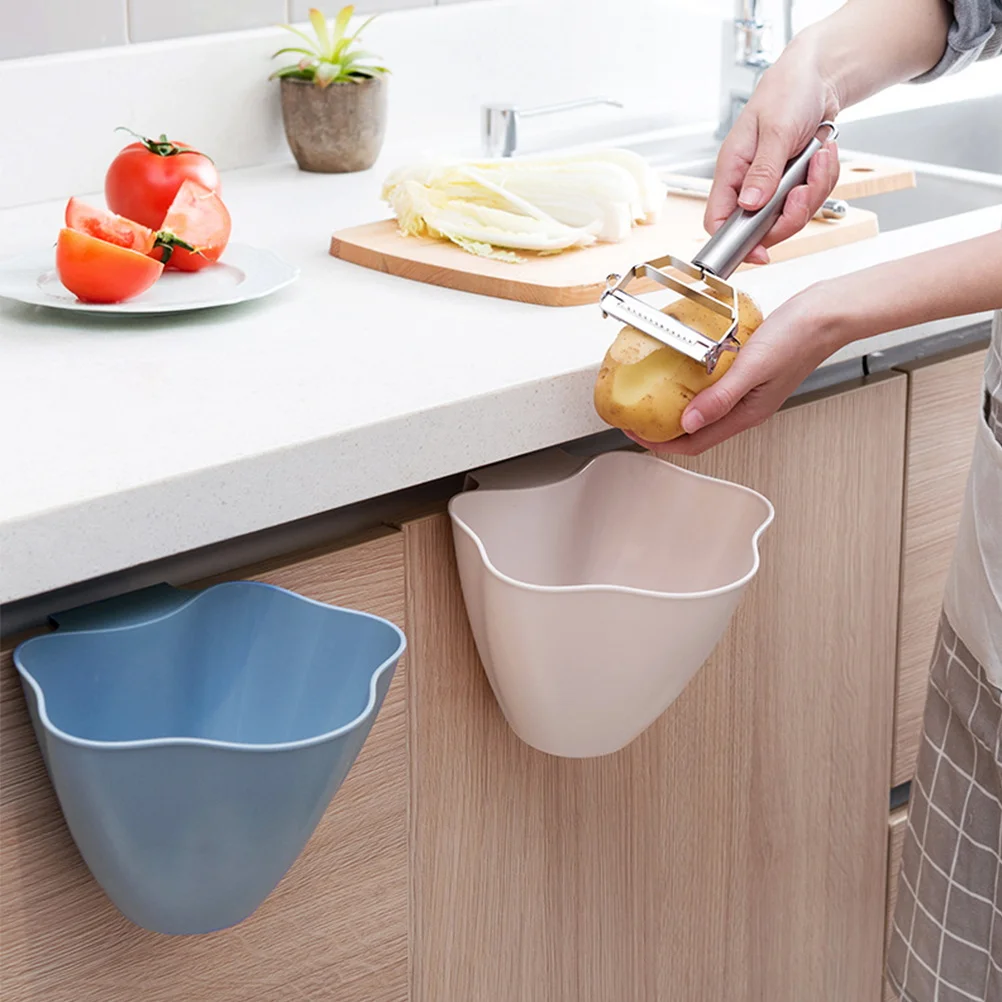 

3 Pcs Hanging Trash Can Garbage Cans Kitchen Bin Folding Waste Bins Plastic Wall Bucket