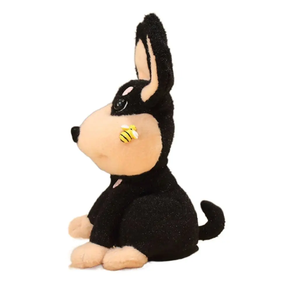 Perro negro, abeja eléctrica, juguete de peluche para aprender a hablar, puede ladrar, abeja eléctrica, cachorro, muñeca creativa y divertida