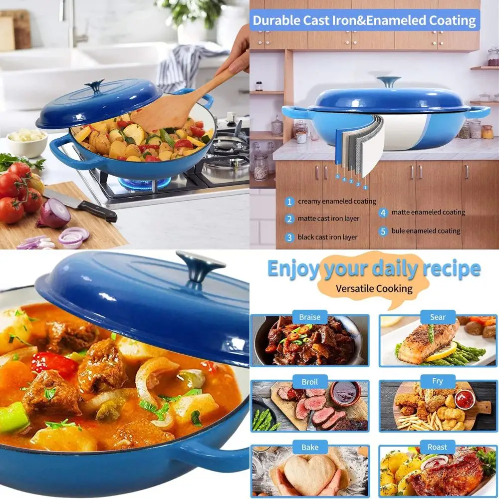 

Чугунная эмалированная кастрюля-казан 3,8 л с крышкой – сверхпрочная, с двумя ручками, идеальна для семейных обедов и в качестве подарка