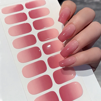 14/16Tips Full Cover Gradient Nail Stickers Multi Color Self Adhesive Slider No Need UV Lamp Cured Press ON Nail Decal