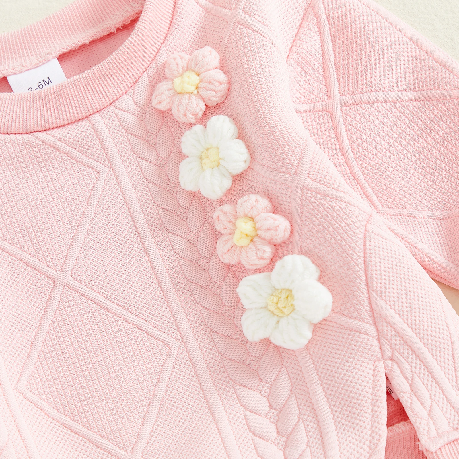 0-5Y طفلة 2 قطعة ملابس الخريف الربيع طويلة الأكمام ثلاثية الأبعاد زهرة سبليت القمم فستان أطفال مع سروال داخلي سويتي الفتيات الملابس مجموعة #3