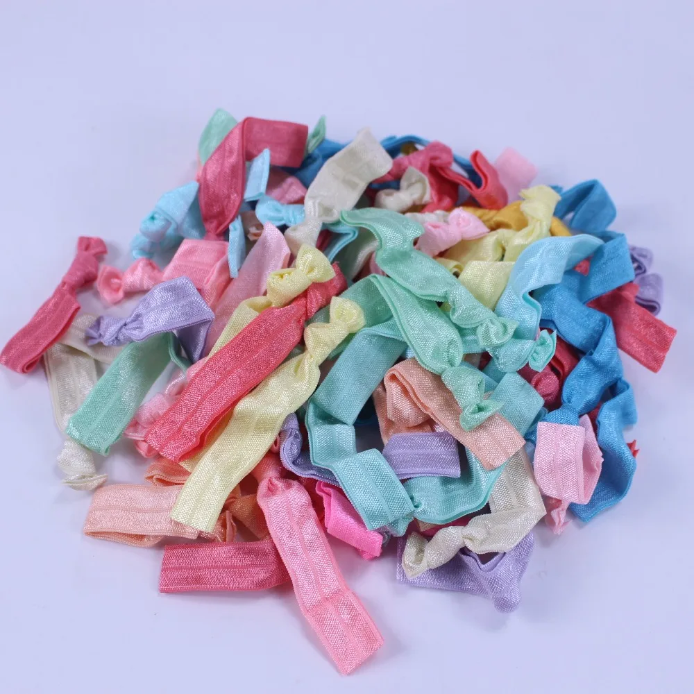 50Pcs 100Pcs Random Solid Color Headband FOE Knot Hair Ties Elastic Hair Band Ponytail Holder Hair Accessories Bracelet