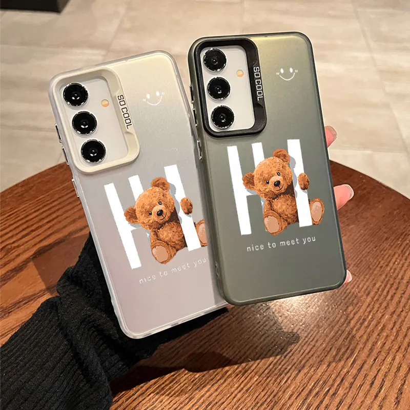 

For Samsung Galaxy Note 20 9 S 10 20 21 22 23 24 Plus Ultra A04 03 05 10S 4G PRO Colorful Soft Phone Case Hi Little Bear White