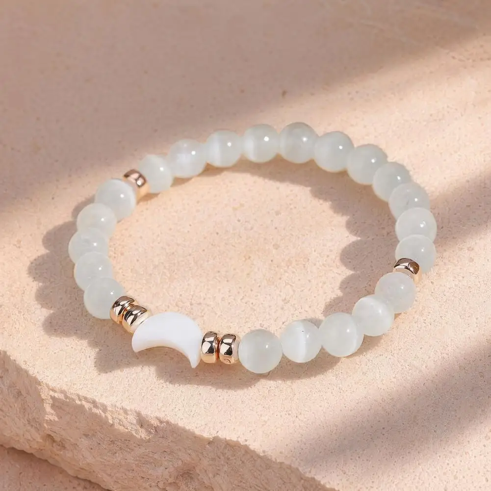 Quartz Jewelry Moon Phase Bracelet Moon Phases Faux Bracelet Adjustable Natural Protection Beaded Bracelet Anxiety Stress Relief