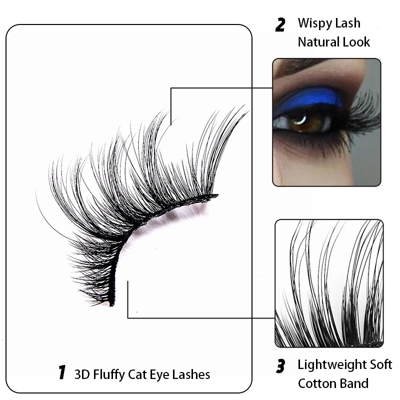 3Dつけまつげ ナチュラルルック Dカール ボリューム ウィスピー 20mm ロング ラッシュ エクステンション ふわふわ つけまつげ フォックス キャットアイ メイク 5ペア