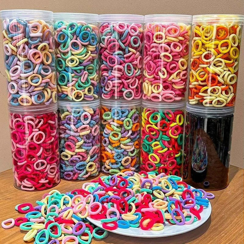 100/1000PCS Women Girls Colorful Nylon Elastic Hair Bands Ponytail Hold Small Hair Tie Rubber Bands Scrunchie Hair Accessories