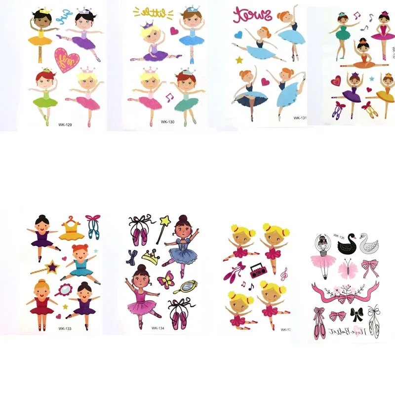 Ballet Girls Temporary Tattoo Sticker Fake Tattoos Face Cosmetic Hand Face Foot Arm Body Art 10pcs