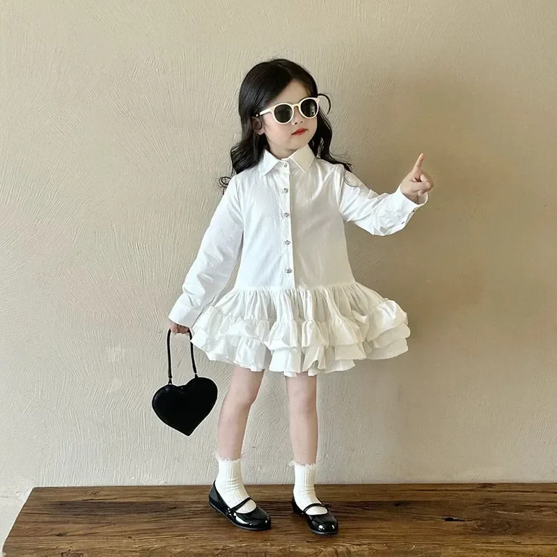 

Girls Spring Dress 18M-10Y Children's Spring Autumn Long-sleeved Dress Baby Fashion Shirt Dress