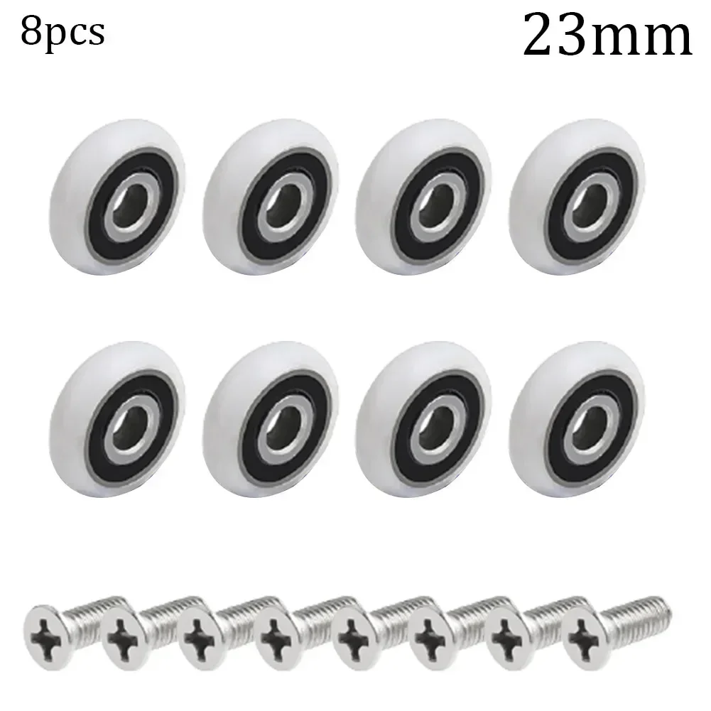 Rodamiento de rodillo para puerta de ducha, ruedas de corredor de armario de baño, polea de 19/23/25mm, armario, Maleta, muebles para el hogar, 8 piezas