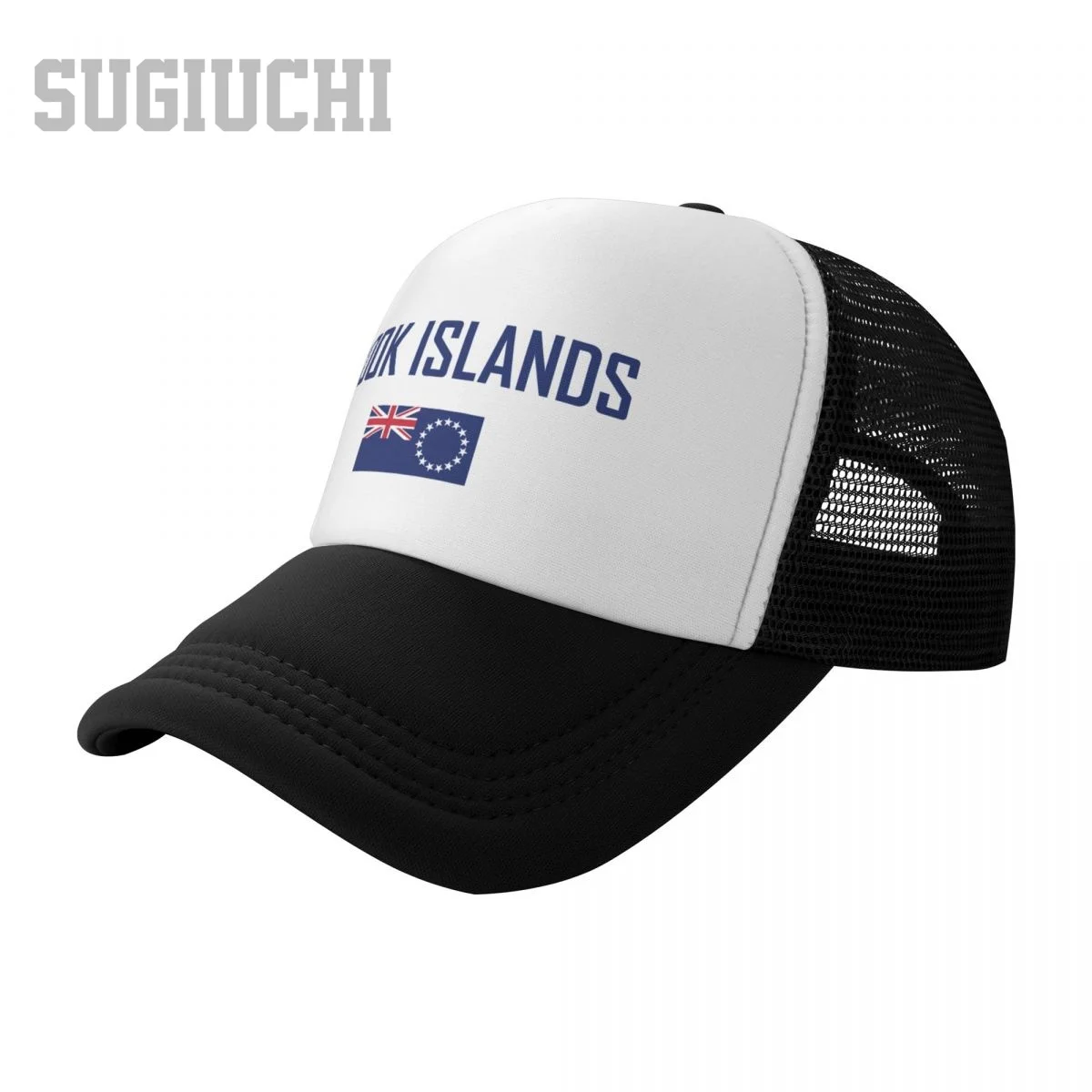 Unisex Mesh Cap Hat COOK ISLANDS Flag And Font Trucker for Men Women Baseball Caps Outdoors Cool