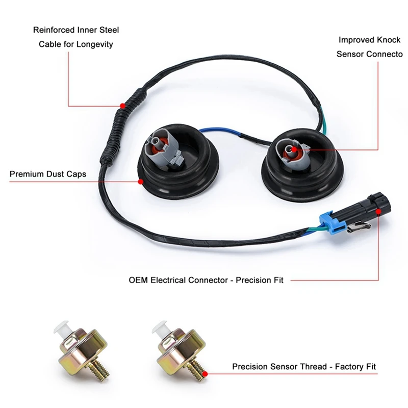 Super Sale Dual Knock Sensors with Wiring Harness Kit for Chevy Suburban